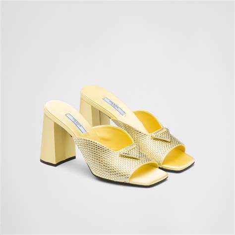 prada pineapple yellow|Pineapple Yellow Satin heeled sandals with crystals .